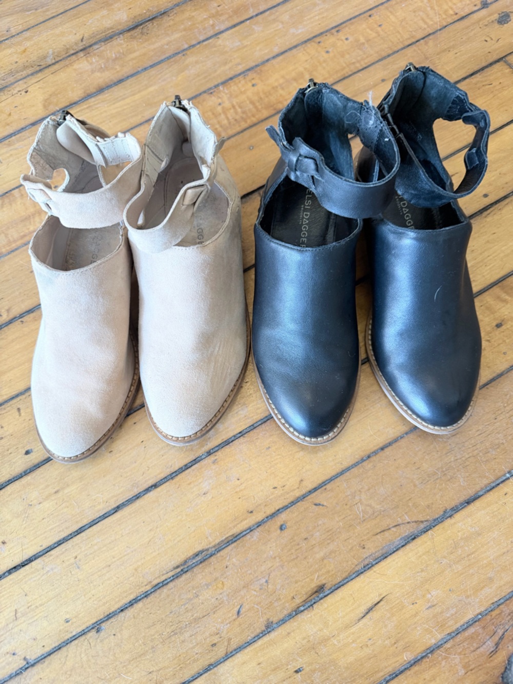 Suede Tan Ankle Booties with Ankle Strap - Brand: